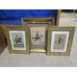 3 Cavalry prints, framed and glazed