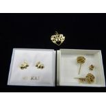 9ct gold earrings- 2 pairs and a 'special nan' pendant. gross weight 2.85 gms