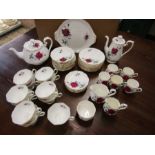 Royal Albert 'sweet romance' part tea set comprising 1 cake plate, 12 side plates, i teapot, 1