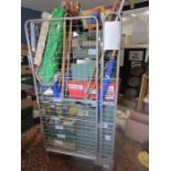 Stillage of all sorts including kitchen items, cutlery, tools and electricals etc