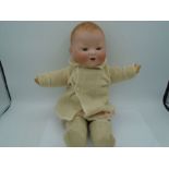 Armand Marseille 351 cloth body - Bisque faced doll (1930's) with sleeping eyes and bottom teeth