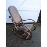 Vintage rocking chair with patchwork leather seat