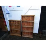 2 Pine bookcases H125cm W67cm D20cm and H98cm W75cm D19cm approx