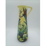 Moorcroft Tall Jug in Lamia pattern of waterlilies and bullrushes by Rachel Bishop, approx 24cm