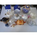 11 Teapots and a Cookie jar - To include Cottage Ware, Spode, Royal Doulton Brambly Hedge and a