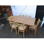 Retro extending dining table and 6 chairs H75cm TOP 84cm x 108cm approx