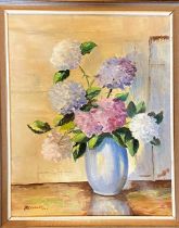 Reynolds, Still life of flowers in vase oil on canvas framed, signed
