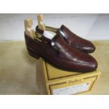 Barker 'Wareham' loafers in burgundy size 8.5 in good used condition, in box with shoe lasts, shoe