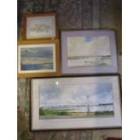 Watercolours of beach scenes, some signed, one of Morston