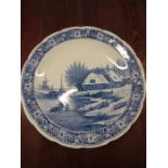 Delft charger 15" across signed.