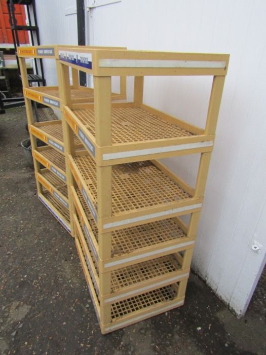 2 plastic shop display shelving units H118cm W68cm D44cm approx - Image 2 of 2