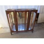 Retro mirror back display cabinet with one missing piece of glass to side H110cm W107cm D32cm