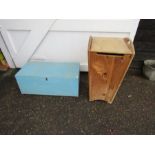 Painted wooden trunk and linen bin