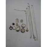Silver lockets, pendants and chains