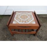 Tile topped retro side table H43cm Top 50cm x 58cm approx