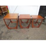 Retro G-Plan nest of tables with some lifting of veneer to tops