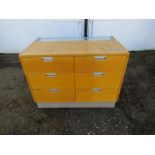 Small retro ply shop display counter with 6 drawer