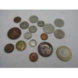 Mixed coins inc slave trade 50p, silver 3p,