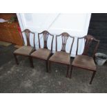 Set of 4 mahogany dining chairs with upholstered seats