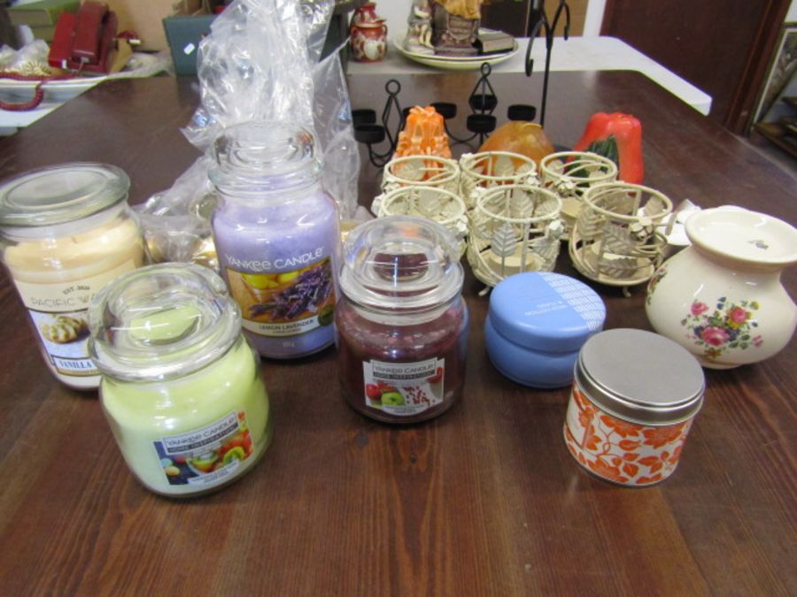 Yankee candles, scented candles, candle holders, tea lights etc