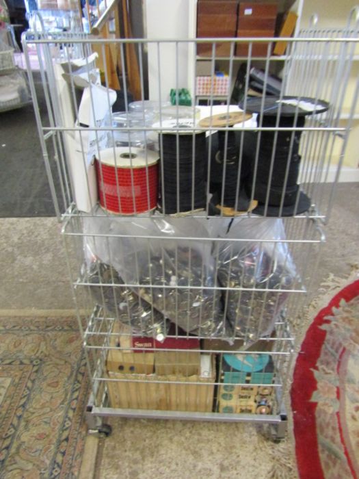 Metal rack full of haberdashery items including buttons and thread etc - Image 3 of 3