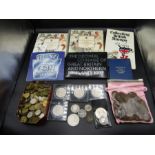 A tin of coinage- tin of thrift 3p, 6p, commemorative coins and coin packs