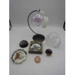 Glass paperweights and glass ball