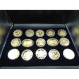 15 gold plated medallions. including diamond jubilee 70mm and VE day etc. All sleeved. includes 2