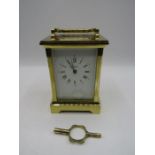 Angelus 8 day chiming carriage clock, with key, in working order. 1990