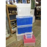 A collection of storage tubs and boxes