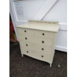 Painted 2 short over 3 long chest of drawers H99cm W92cm D51cm approx