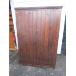 Large 2 door pine cupboard with boarded doors and shelves inside H183cm W125cm D48cm approx