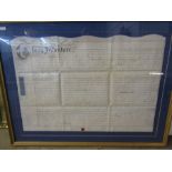 An Indenture dated 1737, framed and double glazed