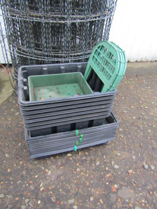 Roll of wire fencing and plant trays etc - Image 2 of 3