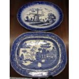 2 meat plates 18" wide, one with windmill scene