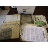 A box vintage newspapers and sheet music