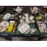 3 boxes of mixed china including Sadler christmas teapot