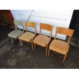 4 Retro stacking school chairs