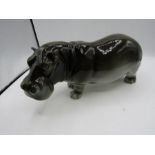 Czech ceramic hand painted hippo 14x6"