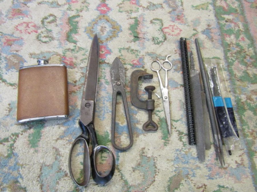 Lot of sundries including canvas stretcher, camera, binoculars, and tools etc - Image 4 of 5