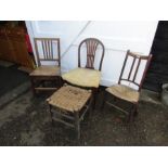 3 Chairs and footstool