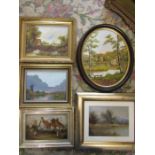 various oil paintings, one is signed 'Tom Holland'