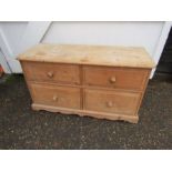 Pine 4 drawer cupboard H60cm W109cm D43cm approx