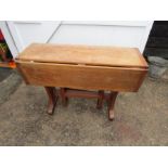 Oak drop leaf table H73cm W106cm D38cm approx