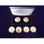 6 medallions. Gold plated. WW2 with box for "2"