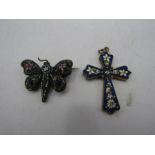Micro mosaic brooch and pendant