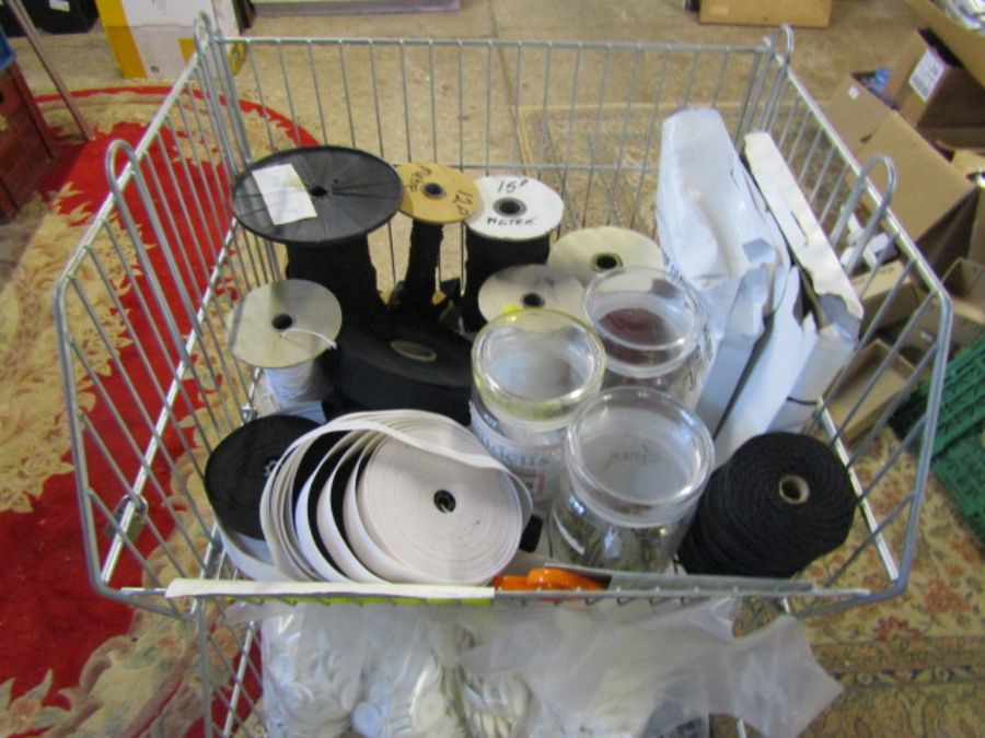 Metal rack full of haberdashery items including buttons and thread etc - Image 2 of 3