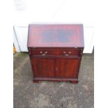 Inlaid Bureau with drawer and 2 door cupboard H95cm W78cm D42cm approx