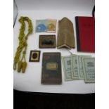 Ephemera relating to Mr. Little- 1894 account book, identity cards, gold? cabinet photo's,