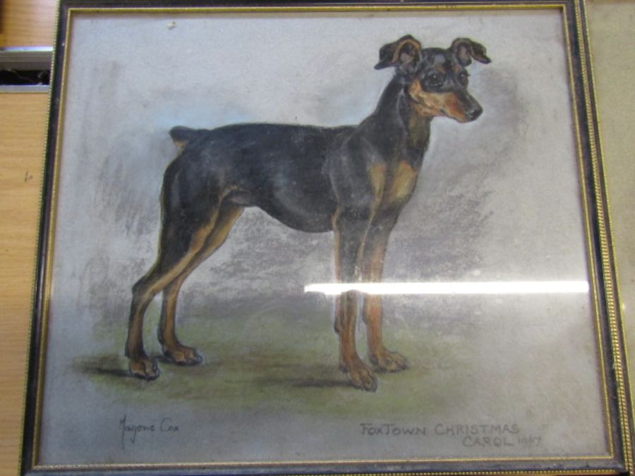 Marjorie Cox pastels of 'Foxtown' dogs x4 and one other by the same artist - Image 2 of 6